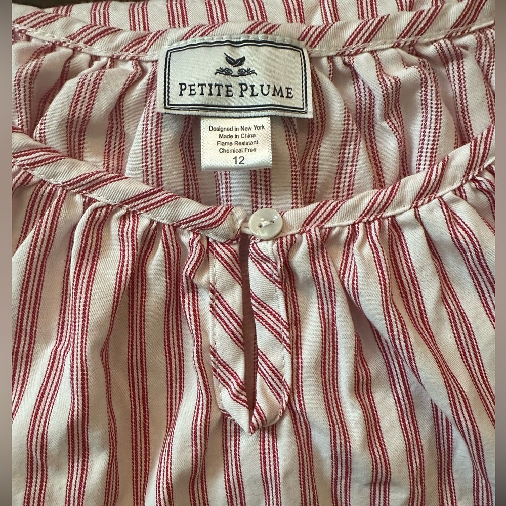 Petite Plume Red Ticking Stripe Girls Pajama Nightgown